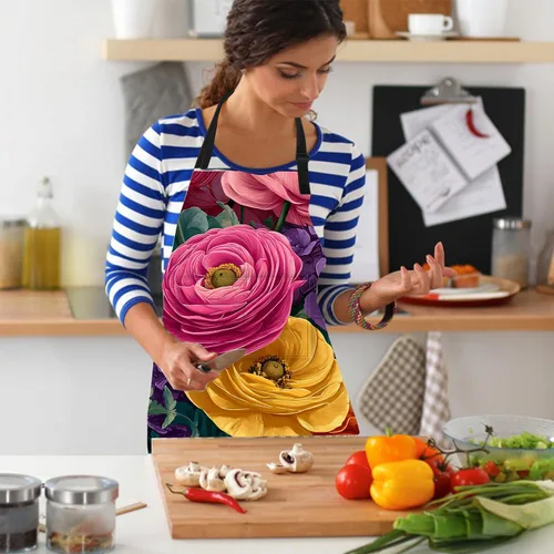 Miniatura 2 de Delantal de cocina para el hogar, cocina, horneado, jardinería, para mujeres y hombres, con 2 bolsillos, impermeable, 32 x 28 pulgadas