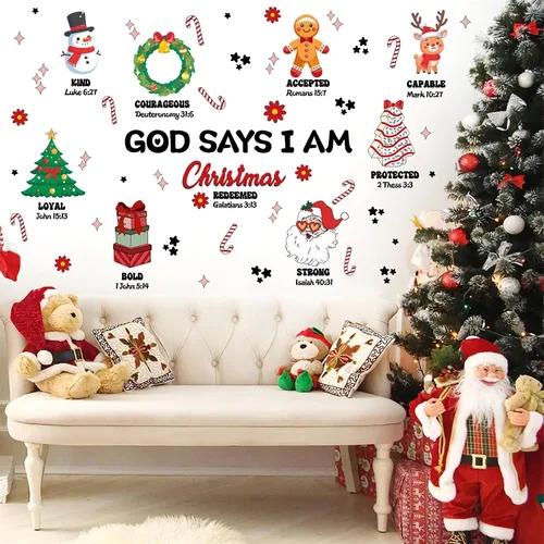 Miniatura 9 de Calcomanías de pared de Navidad, citas de Navidad, calcomanías de pared para decoración de interiores inspiradoras para niños, calcomanías de pared