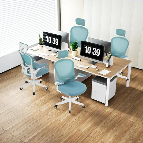Miniatura 7 de Silla de oficina ergonómica, soporte lumbar ajustable y reposacabezas, silla de escritorio con respaldo alto con brazos abatibles para oficina