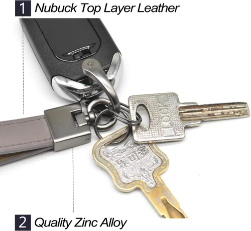 Miniatura 5 de MECHCOS Llaveros para llavero de coche de cuero genuino con anillo en D para hombres y mujeres con destornillador, llaveros y giro giratorio de 360