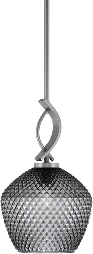 Miniatura 130 de Toltec Lighting Cavella Stem Colgado Mini colgante, acabado grafito, vidrio de muselina blanca de 4 pulgadas