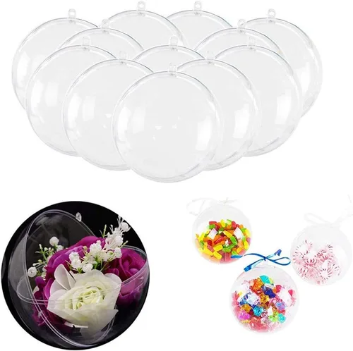 Miniatura 3 de Bolas transparentes de plástico acrílico rellenables, esferas para colgar, adorno de fiesta, decoración para boda, fiesta, festival, hogar