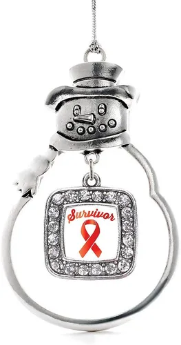 Miniatura 211 de Inspired Silver - Adorno de rodillo de reina - Adorno cuadrado de plata con muñeco de nieve con joyas de circonita cúbica