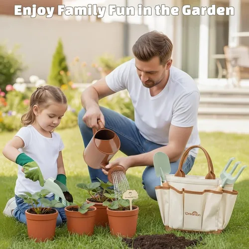 Miniatura 2 de Juego de jardinería para niños, herramientas de jardinería de calidad, juego de juguetes al aire libre para niños pequeños, incluye bolsa de mano