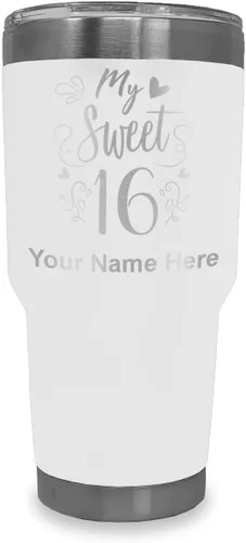 Miniatura 18 de LaserGram Taza aislada al vacío de 20 onzas, My Sweet 16, grabado personalizado incluido (gris)