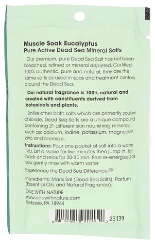 Miniatura 2 de One With Nature Paquete de sal de baño de eucalipto del Mar Muerto, 2.5 oz