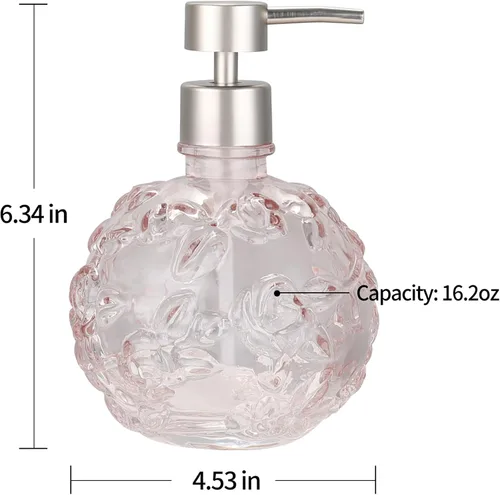 Miniatura 2 de Dispensador de Jabón de Vidrio Transparente con Bomba, Dispensador de Jabón Recargable para Baño, Cocina y Encimera, Diseño Elegante y Duradero