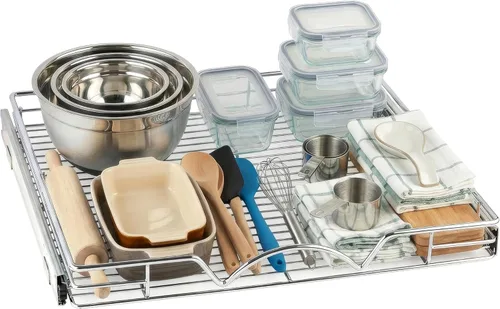 Miniatura 15 de Organizador de gabinete deslizable, estante de almacenamiento de armario de cocina deslizante extraíble y organizador, marco de alambre resistente