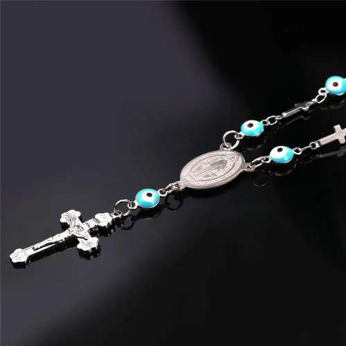 Miniatura 3 de U7 Christian Bracelets Stainless Steel 18K Gold Plated Cross Bracelet, Saint Bendict Bracelet, Rosary Bracelets for Men Women