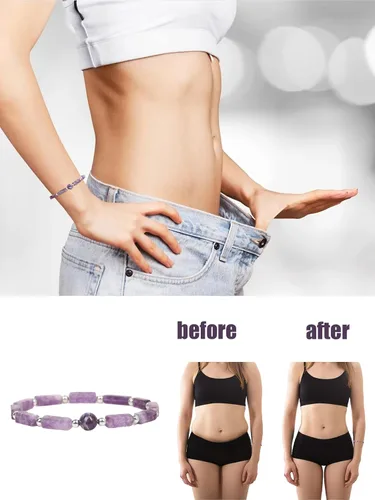 Miniatura 3 de Harry and Henry Pulsera de amatista para mujer, pulseras de energía con cuentas naturales para adelgazar la terapia linfática, pulsera para aliviar