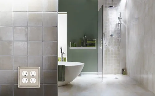 Miniatura 6 de Henne Bery Sunken Pearls - Placa de pared decorativa resistente para interruptor, cubierta para tomacorrientes (doble dúplex, níquel satinado)