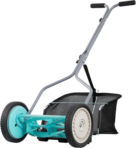 American Lawn Mower Company 1304-14GC Cortacésped de carrete de empuje de 5 hojas de 14 pulgadas con recogedor de hierba, color menta