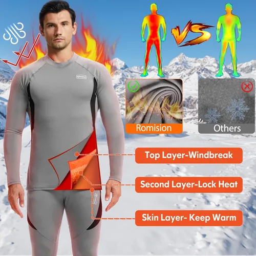 Miniatura 2 de Ropa interior térmica para hombre, con forro polar, equipo de caza, capa base cálida, conjunto superior e inferior para clima frío