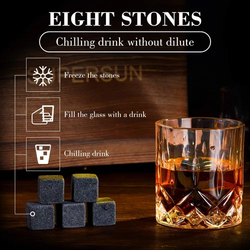 Miniatura 4 de Juego de 2 vasos de whisky para hombres, paquete de 2, vasos de whisky whisky bourbon escocés de 10 onzas, 8 rocas escalofriantes con pinzas