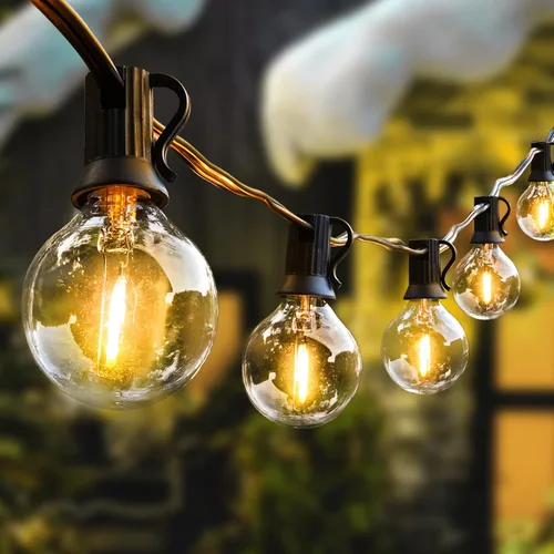 Miniatura 7 de ST38 - Tira de luces para exteriores, 50 pies, resistente para patio, con 26 bombillas LED regulables de plástico inastillables, ST38 de 0.6 W