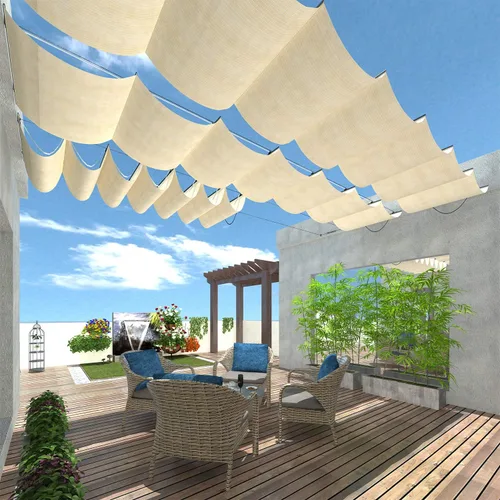 Miniatura 3 de TANG Cubierta de Sombra para Pérgola de 7' x 16', Toldo Retráctil, Toldos de Sombra Solar para Pérgolas de Patio Exterior, Kit para Terraza Patio
