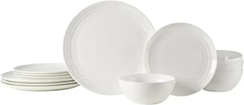 Miniatura 8 de Mikasa Ashlyn Juego de Vajilla de Porcelana Ósea Vegana Resistente a Astillas de 12 Piezas, Servicio para 4