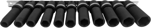 Miniatura 5 de Genius Tools Juego de llaves de vaso de impacto giratorias profundas de 1/2" Dr. TG-411MD de 11 piezas