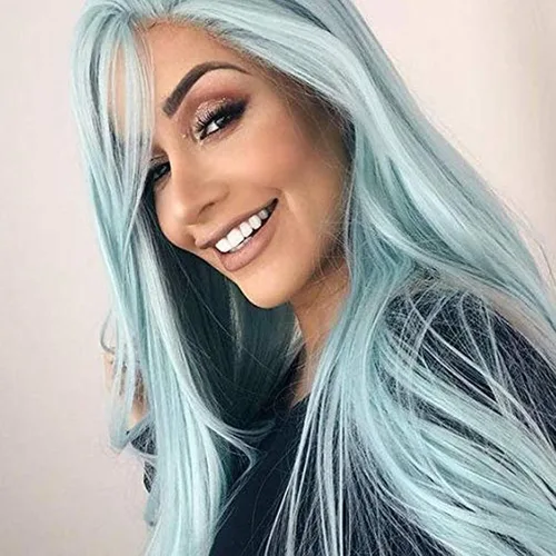 Peluca Baby Blue para Mujeres, las Mejores Pelucas de encaje frontal azules, predepiladas, largas onduladas, peluca de cabello real, sin pegamento,
