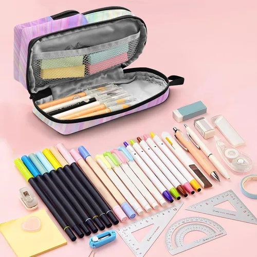 Miniatura 4 de Bolsa de lápiz colorida Bolsa de lápices duradera Caja organizadora Casos de papelería Estuche para lápices Estuche de pluma Colorido