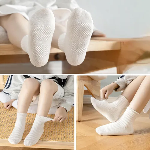 Miniatura 2 de Calcetines antideslizantes para niños pequeños con sujeción, calcetines de algodón sin costuras y lindos para bebés, niños y niñas, 9 pares