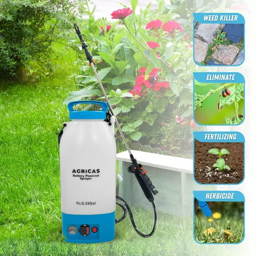 Miniatura 6 de Pulverizador de mochila a batería de 2.35 galones, pulverizador multifuncional para césped y jardín con boquillas ajustables, varita telescópica