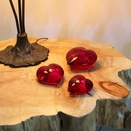 Miniatura 7 de Ca D Oro - Adorno de corazón de cristal grande – Pisapapeles de corazón rojo soplado a mano, regalo decorativo de corazón de cristal rojo, elegante