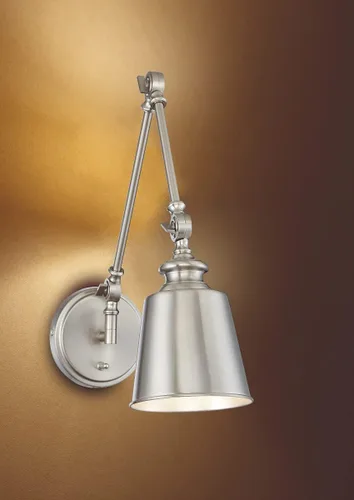 Miniatura 3 de TW90033BN Lámpara de pared con brazo oscilante transicional de 1 luz (juego de 2), 100 vatios, en níquel cepillado