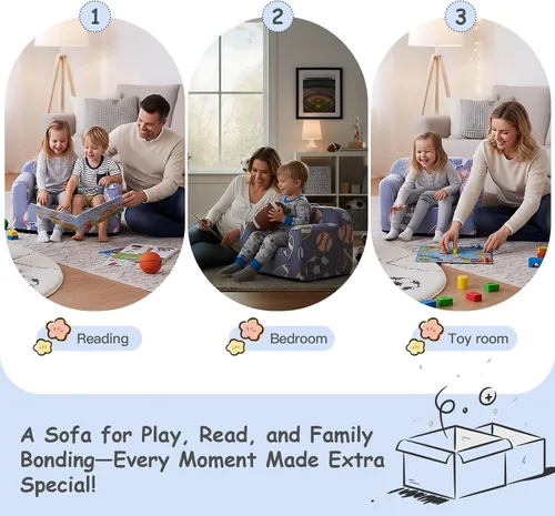 Miniatura 4 de Tiita Sofá para Niños, Sofá para Niños con Asa de Transporte, Sofá de Espuma Portátil para Niños Pequeños, Sofá de Guardería para Niños que Brilla