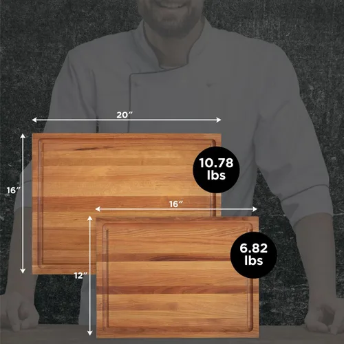Miniatura 6 de Tabla de Cortar Grande de Madera de American Cherry - Un Bloque de Carnicero que Viene con Ranura para Jugos para Cortar Carne y Verduras Jugosas