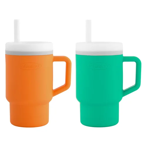 Miniatura 15 de Infantino Mi primer vaso – Adorables vasos en miniatura con pajita resistente a fugas y asa amigable para niños pequeños, fomenta la hidratación
