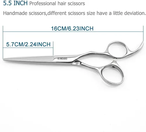 Miniatura 2 de Tijeras profesionales para el cabello de 5.5 pulgadas, tijeras de corte de pelo de peluquería 440C, tijeras de pelo con agujero ciego borde convexo