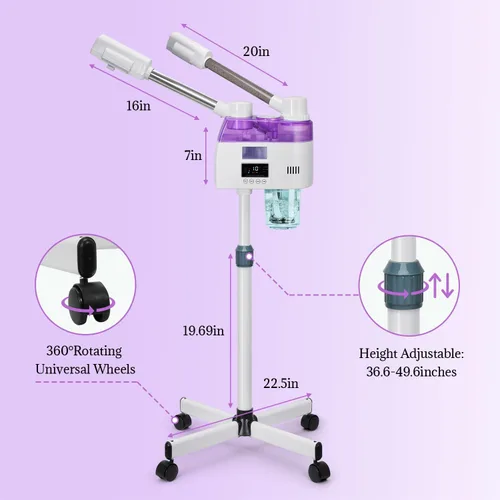 Miniatura 4 de Vaporizador facial profesional 2 en 1, vaporizador esteticista con niebla fría y caliente, vaporizador facial para limpieza profunda facial