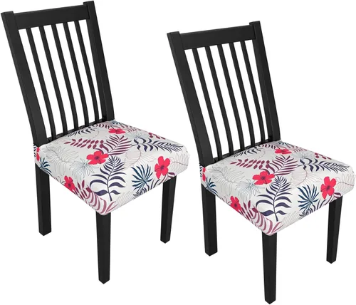 Miniatura 148 de Juego de 4 fundas elásticas para sillas de comedor, fundas para sillas de comedor con estampado floral, fundas para asientos de sillas con estampado