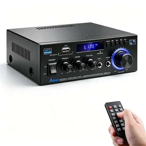 Receptores de amplificador de audio Bluetooth 5.0-AK45 HiFi Stereo Mini Amplificador de Potencia RMS 40W x 2 Máx. 600W 2.0 Canal Componentes de