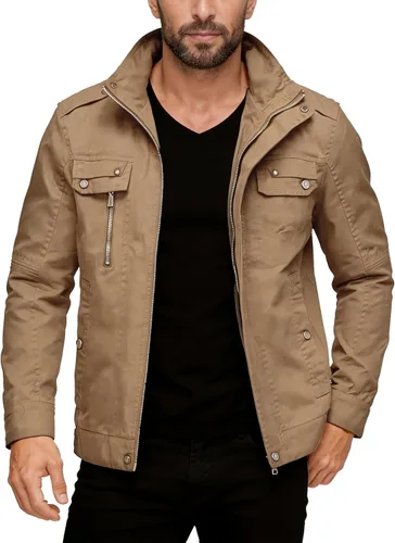 Miniatura 10 de Wantdo chaqueta cierre frontal liviana cuello parado de algodón para hombre