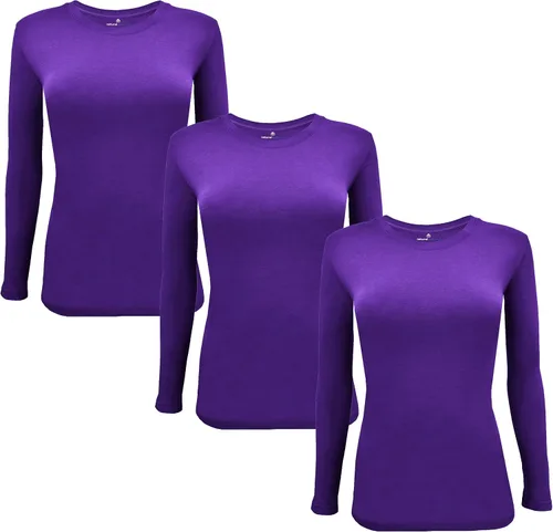 Miniatura 158 de Natural Uniforms Camiseta Under Scrub para mujer, cuello redondo, manga larga, paquete de 3, paquete múltiple de 3