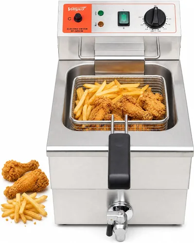 Valgus Freidora eléctrica de acero inoxidable de 1750 W, 12 L, gran capacidad, para encimera, cocina, planchas eléctricas con cesta y tapa, sistema