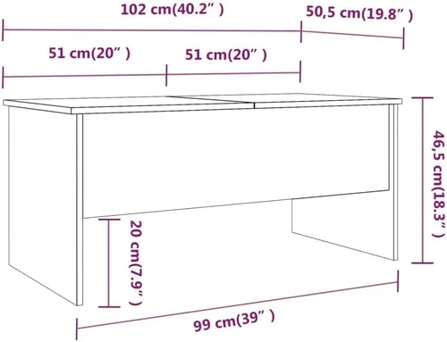 Miniatura 2 de Mesa auxiliar, mesa de comedor elevable, mesa de centro abierta adecuada para sala de estar, oficina, balcón, sala de estar familiar, roble Sonoma