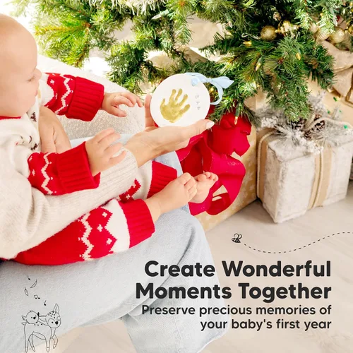 Miniatura 9 de Kit de huellas de manos y pies para bebés niñas y niños - Kit de adorno personalizado para la primera Navidad del bebé, regalos de Navidad