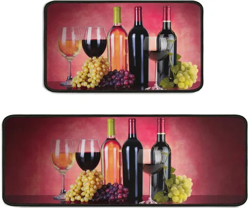 Miniatura 11 de Juego de 2 alfombras de cocina estilo granja, antideslizantes, lavables, absorbentes, de microfibra rústica, decoración de piso de cocina, 17 x 47 +
