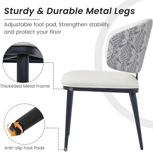 Miniatura 4 de Juego de 2 sillas de comedor modernas, tapizadas, respaldo alto, piel sintética, silla de cocina, sin brazos y patas de metal para sala de estar