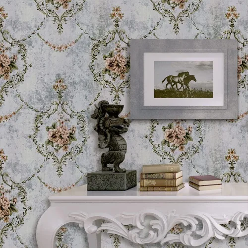 Miniatura 5 de Papel tapiz de damasco para despegar y pegar, extraíble, autoadhesivo, papel de contacto, revestimiento de pared, rollo decorativo de 17.71 x 118