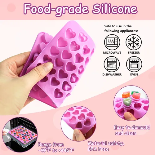 Miniatura 3 de Paquete de 3 moldes de silicona con forma de corazón, molde para hornear Chocotale para gomitas, cera derretida, gelatina, cubitos de hielo, velas