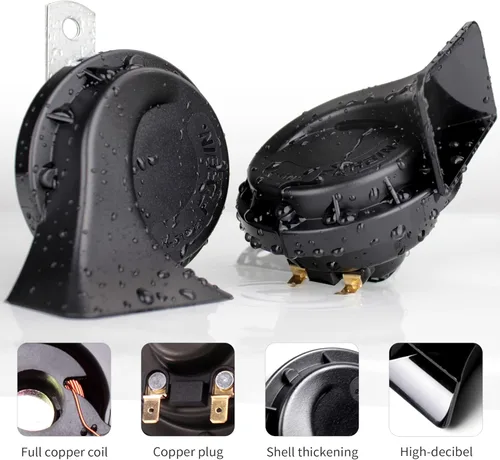 Miniatura 5 de FARBIN Bocinas de camión 24V Bocina de coche ruidosa doble tono Bocina de tren impermeable Bocina eléctrica de caracol Kit universal para cualquier