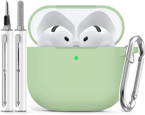 Miniatura 8 de Ljusmicker – Funda para AirPods 4 (2024) con cierre magnético en la tapa y juego de limpieza, funda protectora de silicona suave para Apple AirPods
