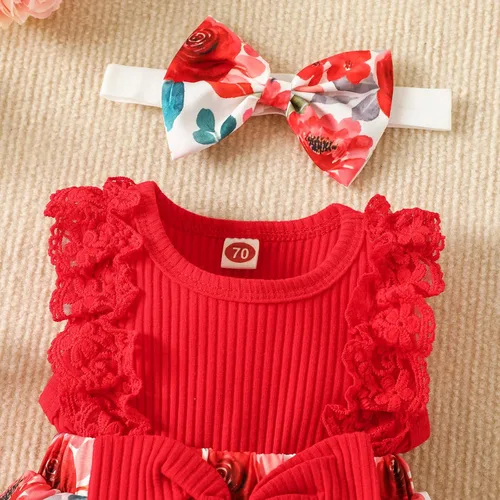 Miniatura 46 de Mubineo Ropa de verano para bebé niña, sin mangas, encaje floral, vestido de mameluco para recién nacido