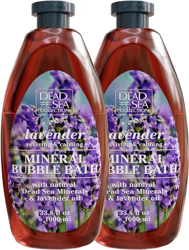 Dead Sea Collection Baño de burbujas con lavanda para mujeres y hombres, aceite de lavanda y minerales puros del mar muerto, piel nutritiva e