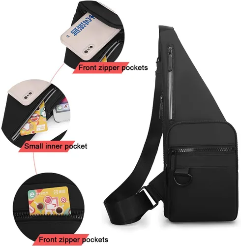 Miniatura 5 de Bolso bandolera delgado cruzado en el pecho, mochila de hombro antirladrón, bolsa de bolsillo personal, riñonera para viajes y deportes