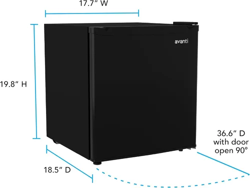 Miniatura 9 de Avanti Mini refrigerador compacto de 1.6 pies cúbicos para dormitorio, oficina y dormitorio, compartimento enfriador, estante de vidrio, puerta